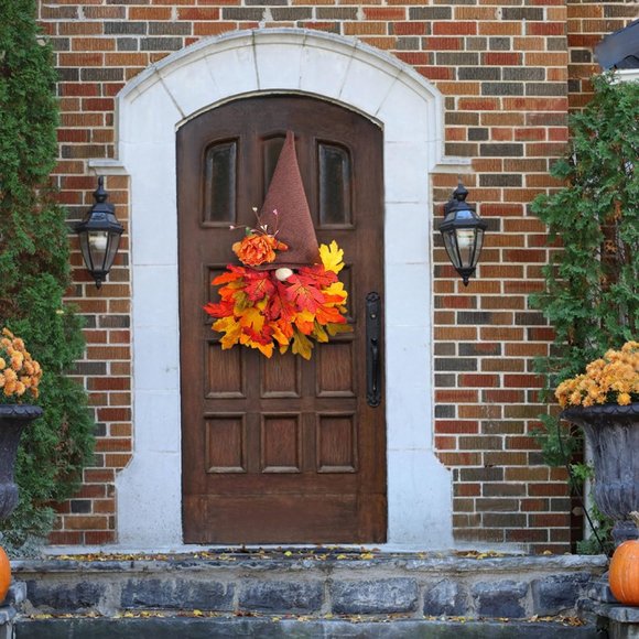 7 Inch Gnomes Fall Autumn Wreaths for Front Door - Picture 6 of 6